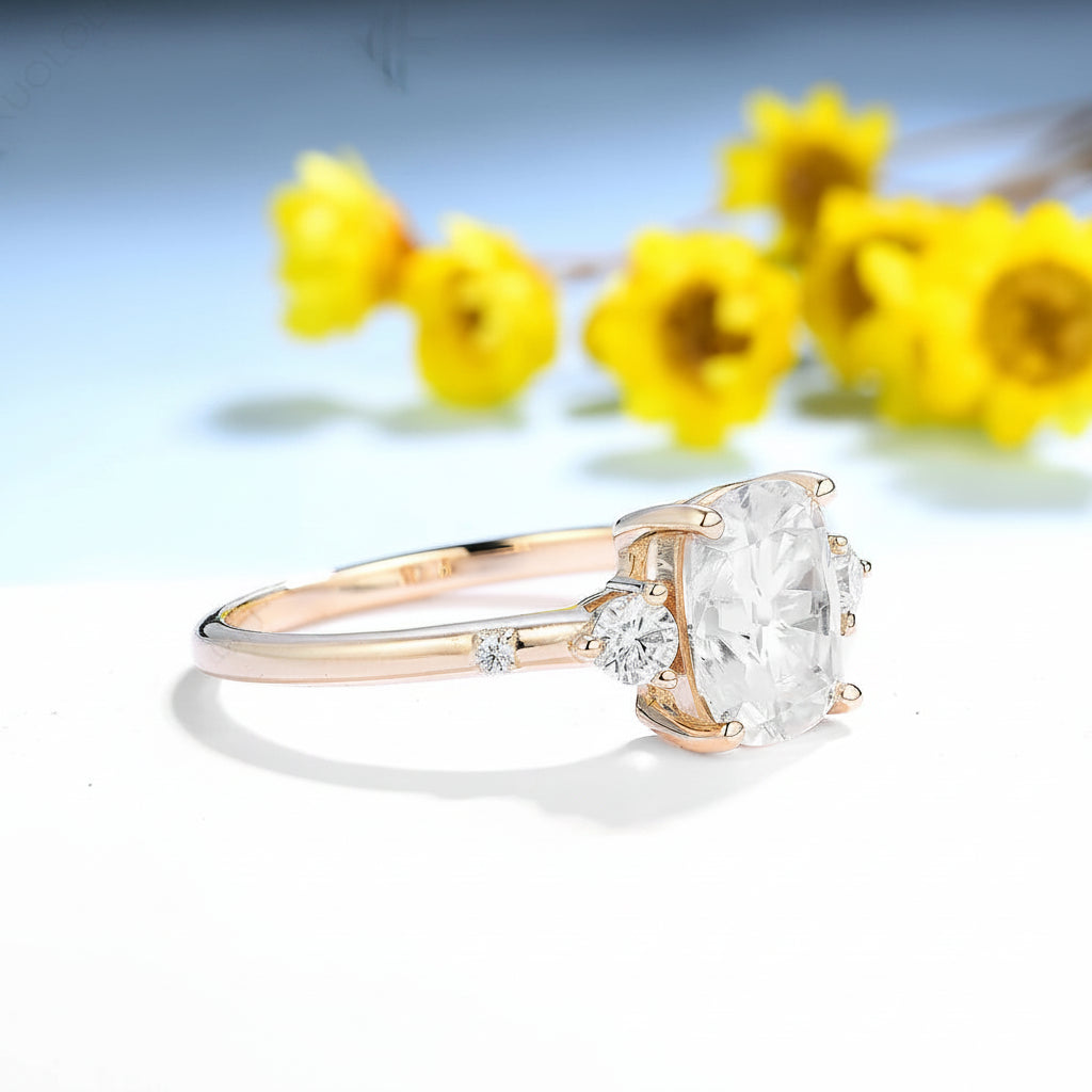 Grand Coussin Moissanite Ring – worn on hand