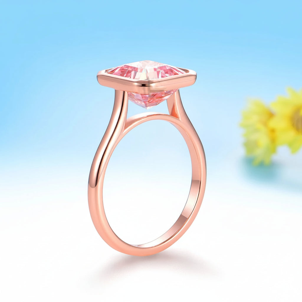 Rose Asscher Pink Sapphire Ring – rose gold setting