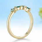 Aquarelle Cyan Moissanite Band Ring – worn on hand