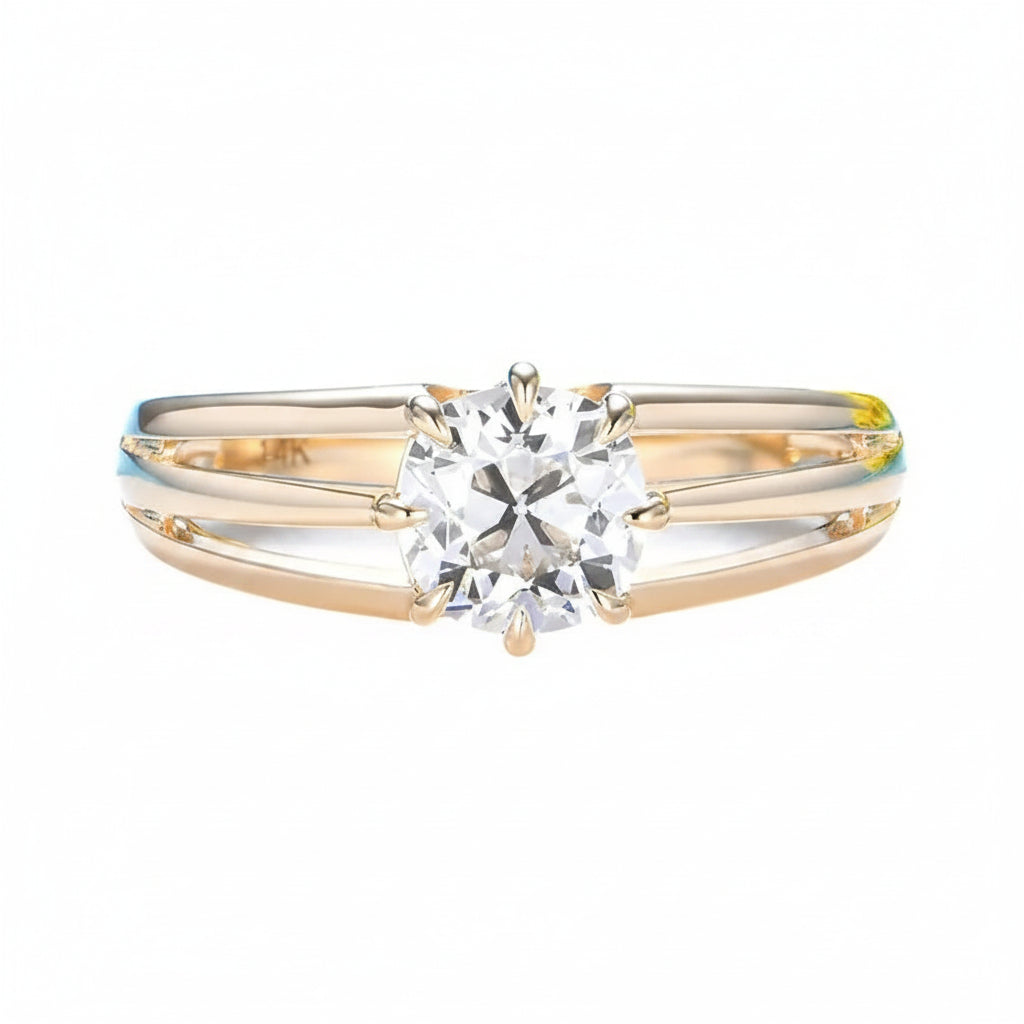 Coussin Classique 1CT Moissanite Ring – classic cushion cut moissanite solitaire in solid gold by Lunara