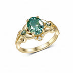 Vague Ovale 2CT Cyan Moissanite Ring