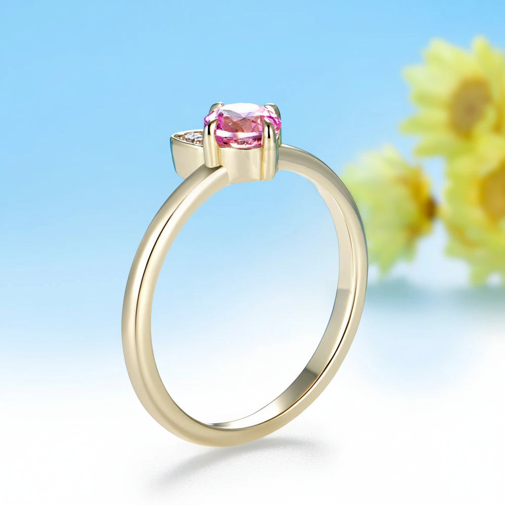 Saphir Rose Cat 0.5CT Pink Sapphire Diamond Ring