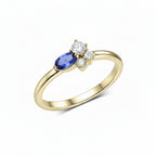 Saphir Diamant Sapphire Diamond Ring – top view of sapphire and diamond