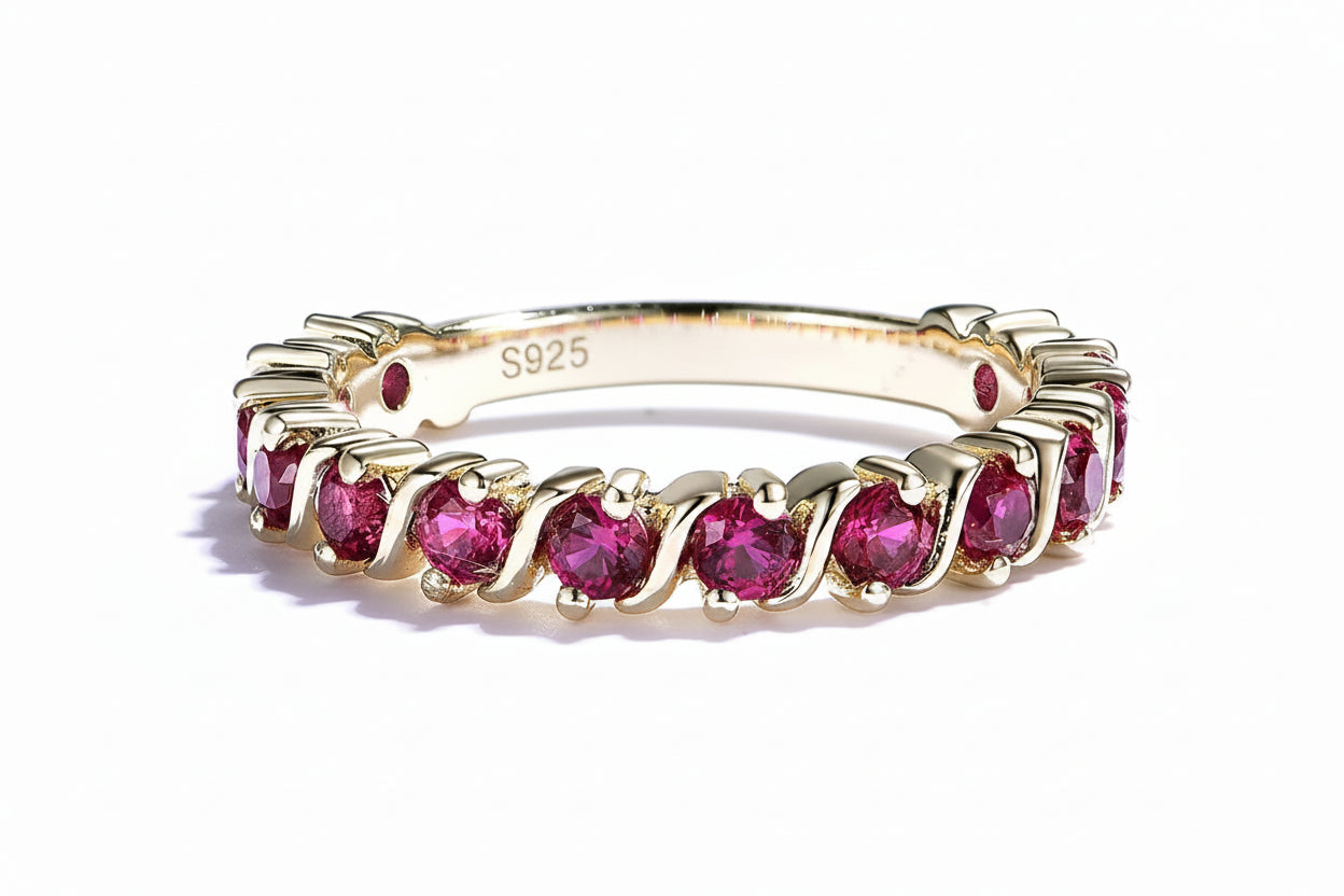 Rosée Ruby Band Ring – lab ruby eternity band in solid gold by Lunara