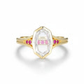 Portrait Ruby Moissanite Ring – rhombus moissanite and ruby portrait ring in solid gold by Lunara