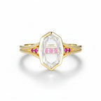 Portrait Ruby Moissanite Ring – rhombus moissanite and ruby portrait ring in solid gold by Lunara