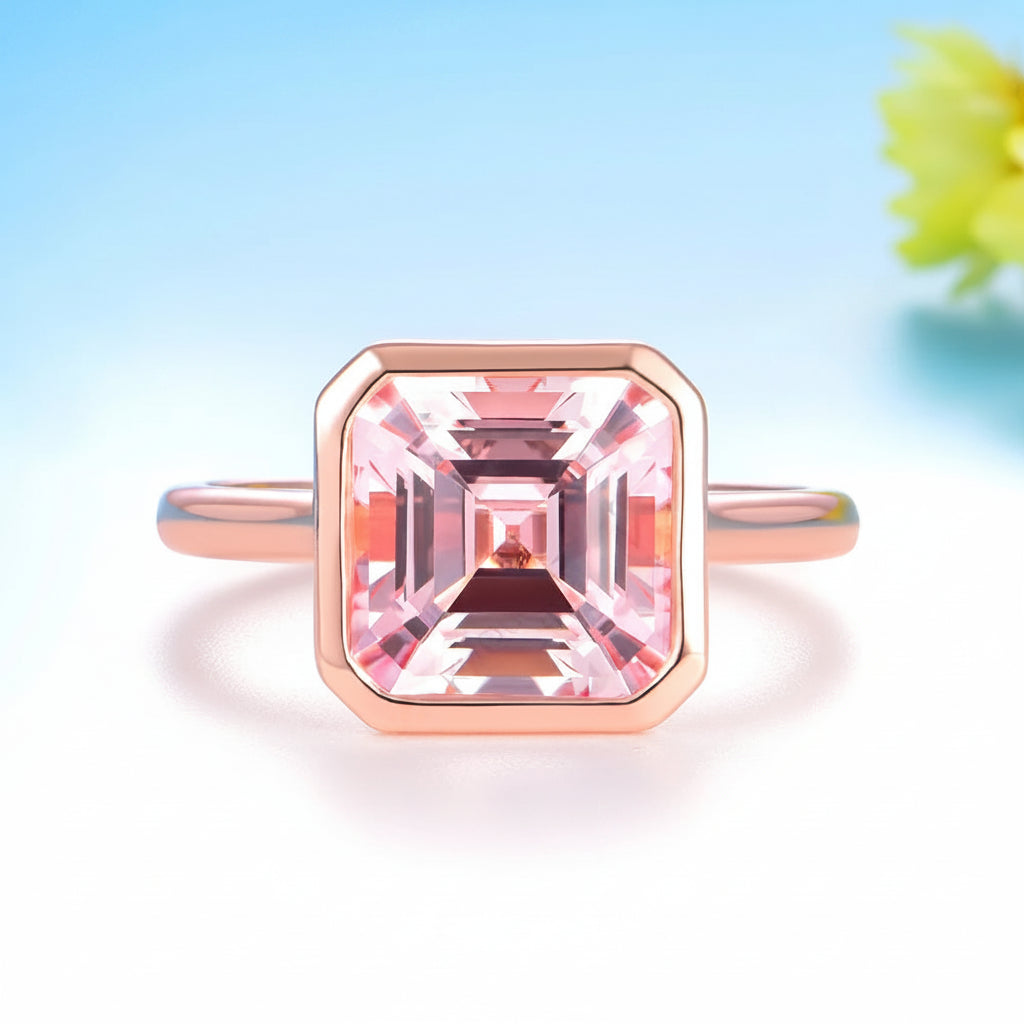 Rose Asscher Pink Sapphire Ring – white gold option