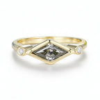 Nocturne Rhombus Moissanite Ring – grey rhombus cut moissanite in solid gold by Lunara