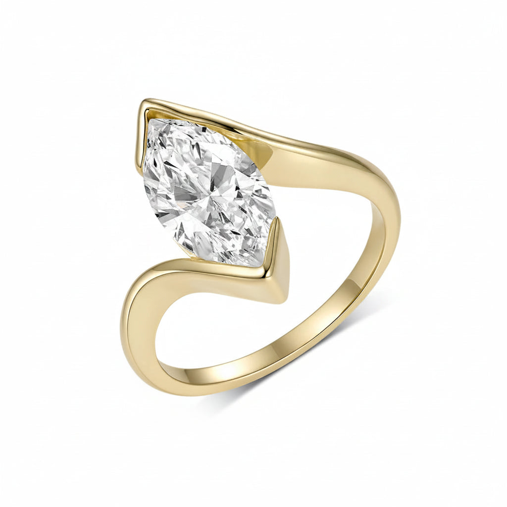 Aurore Marquise Moissanite Ring – yellow gold setting