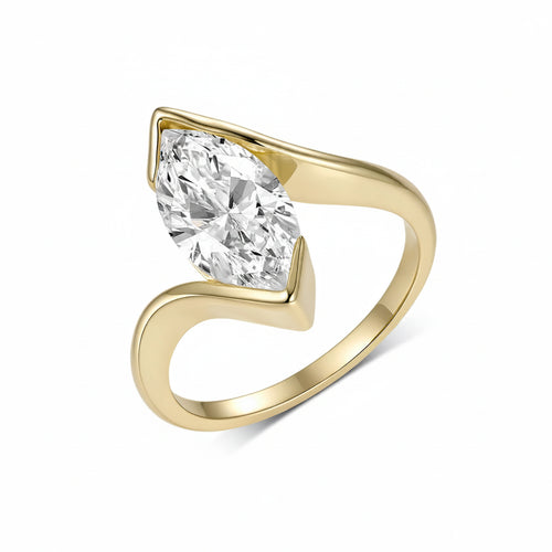 Aurore Marquise Moissanite Ring – yellow gold setting