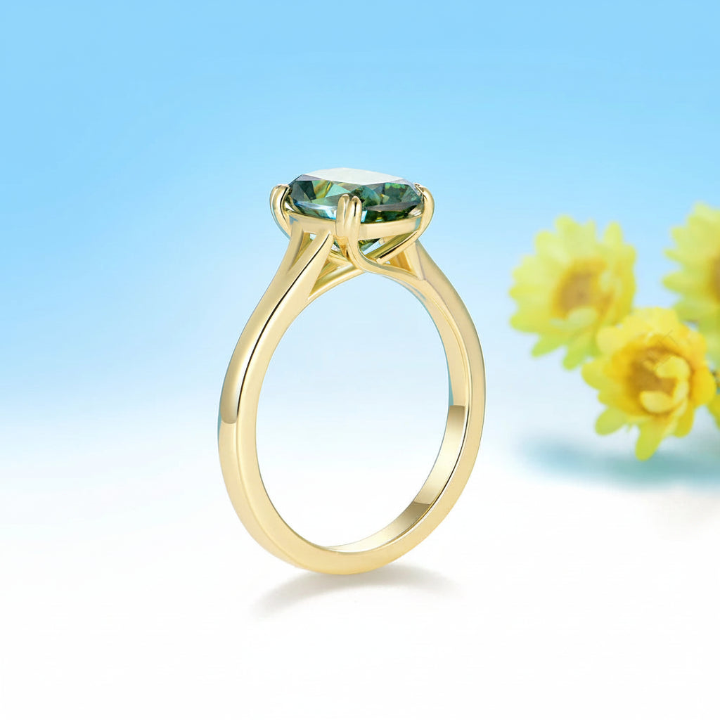 Cyan Trio 3CT OMC Moissanite Ring Set – worn on hand stacked