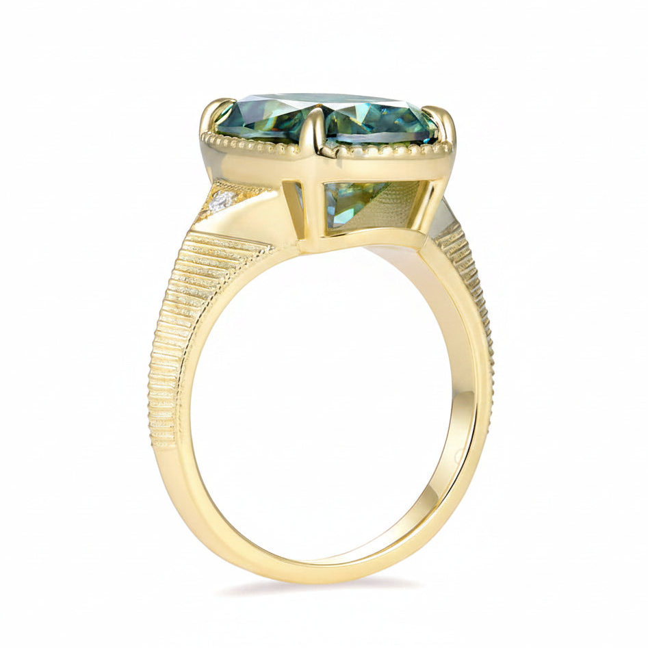 Cyan Cushion 7CT OMC Moissanite Ring – top view of OMC cushion stone