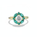 Jardin Émeraude Moissanite Ring – emerald cut lab emerald and moissanite ring in solid gold by Lunara