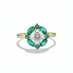 Jardin Émeraude Moissanite Ring – emerald cut lab emerald and moissanite ring in solid gold by Lunara