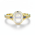 Velours Portrait Moissanite Sapphire Ring – moissanite and sapphire portrait cut ring in solid gold by Lunara