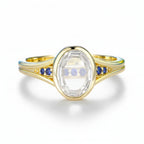 Velours Portrait Moissanite Sapphire Ring – moissanite and sapphire portrait cut ring in solid gold by Lunara