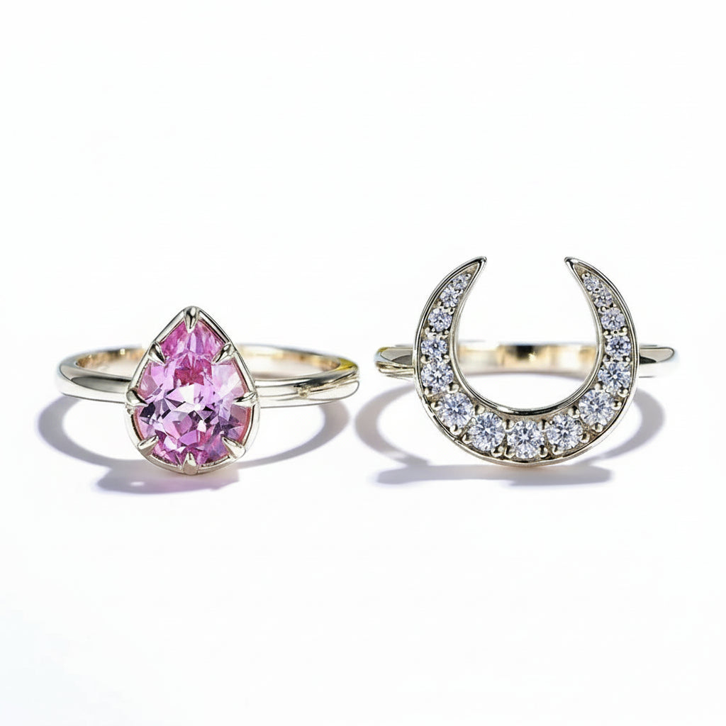 Rosace Pink Sapphire 2.2CT Set Ring – pink sapphire set ring in rose gold by Lunara