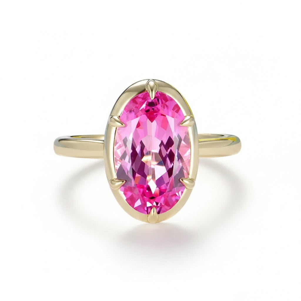 Poire Rose Grande 5.5CT Pink Sapphire Ring – large pear cut pink sapphire in solid gold by Lunara