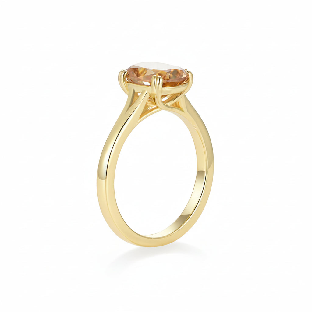 Coussin Champagne OMC 3CT Moissanite Ring
