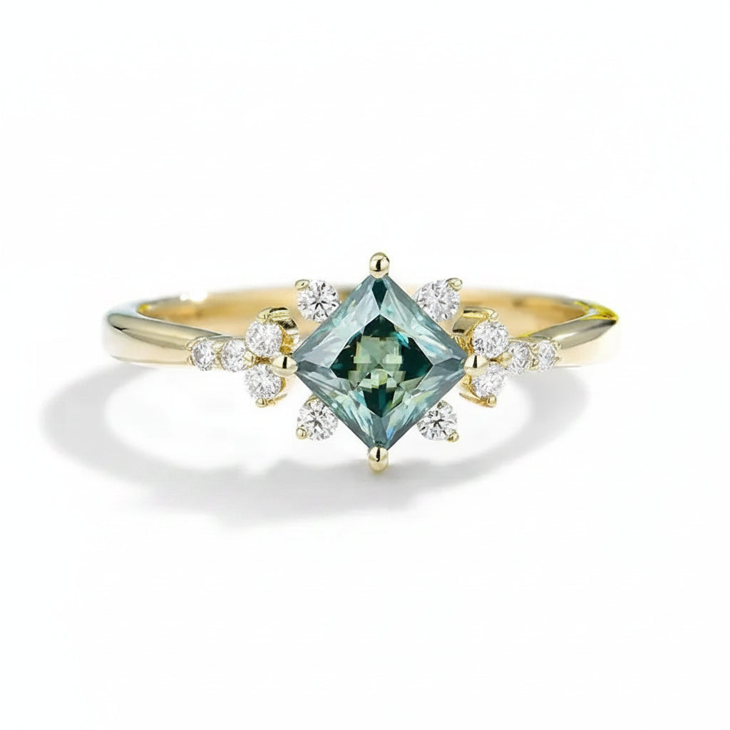 Étincelle Cyan Moissanite Band Ring – cyan moissanite eternity band in solid gold by Lunara