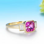 Fleur Rose Pink Sapphire Moissanite Ring – worn on hand