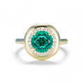 Jardin Vert Emerald Moissanite Ring – lab emerald and moissanite ring in solid gold by Lunara