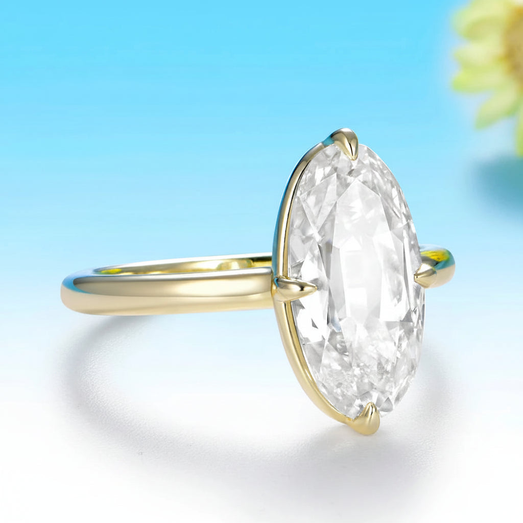 Ovale OMC 4CT Moissanite Ring – yellow gold option
