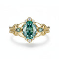 Vague Ovale 2CT Cyan Moissanite Ring