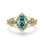 Vague Ovale 2CT Cyan Moissanite Ring