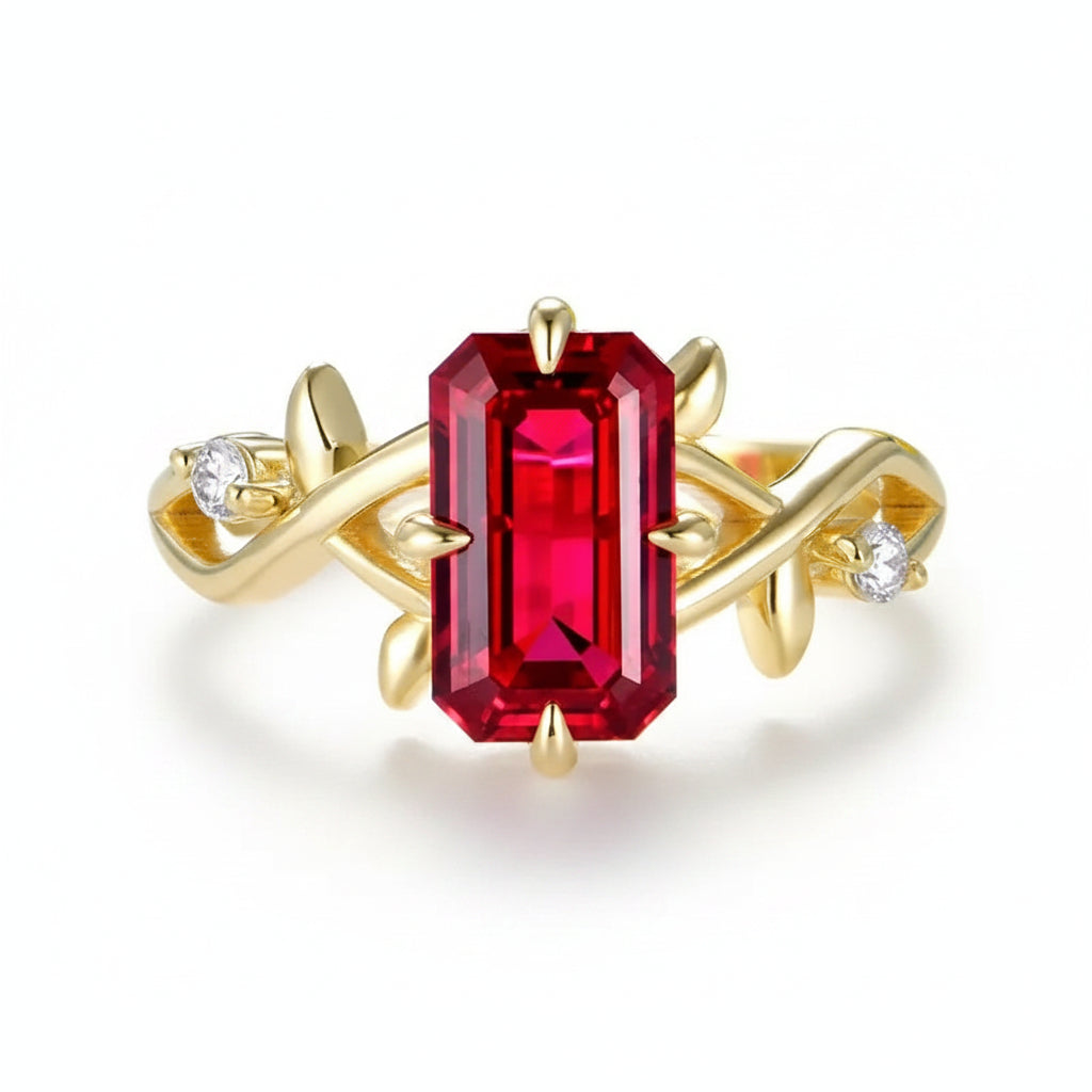 Ardente Ruby Diamond Ring – lab ruby and lab diamond ring in solid gold by Lunara