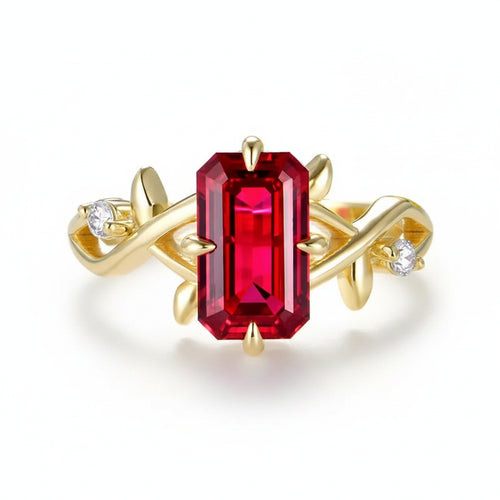 Ardente Ruby Diamond Ring – lab ruby and lab diamond ring in solid gold by Lunara