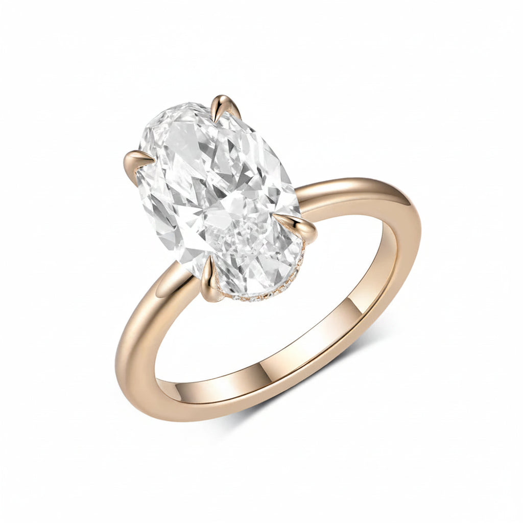 Opale Oval Moissanite Ring – top view of oval stone