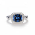 Coussin Bleu Moissanite Ring – blue cushion cut moissanite in solid gold by Lunara