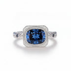 Coussin Bleu Moissanite Ring – blue cushion cut moissanite in solid gold by Lunara