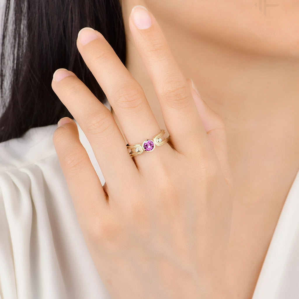 Éclat Rose Pink Sapphire Diamond Ring – white gold option