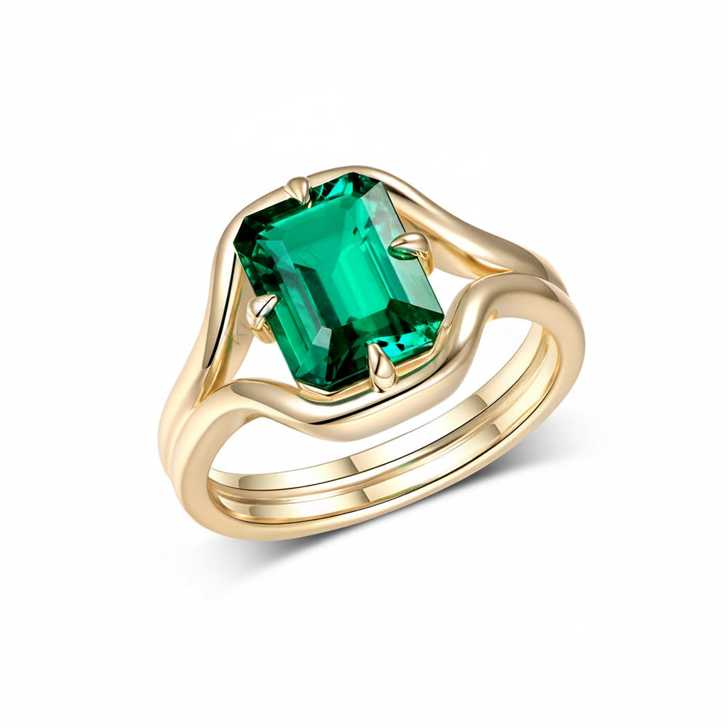 Grande Émeraude 3CT Pear Emerald Ring