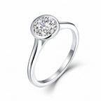 Clarté Bezel Moissanite Ring – top view of bezel setting