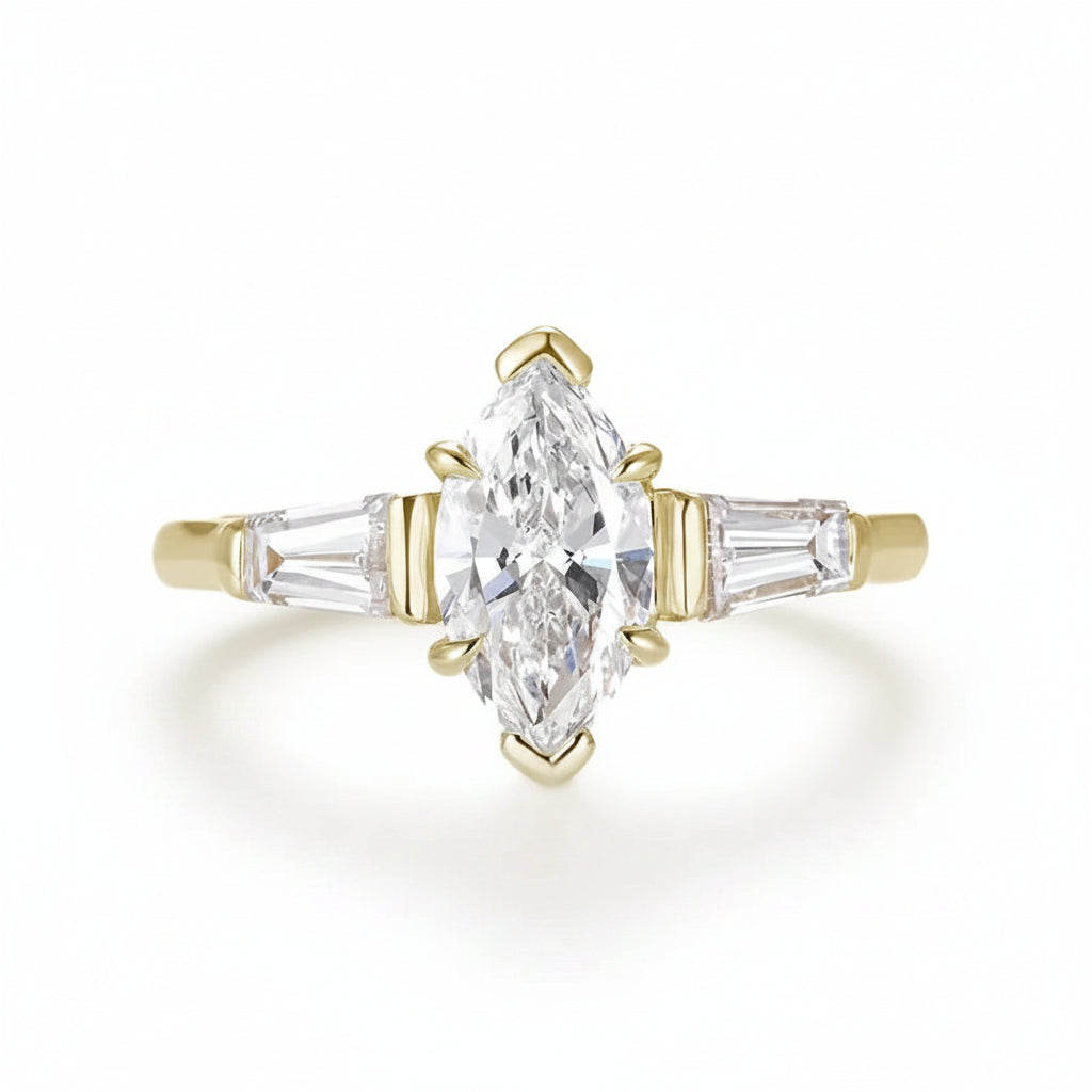 Marquise Éclat 1CT Moissanite Ring – marquise cut moissanite solitaire in solid gold by Lunara