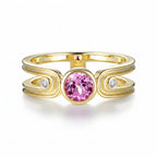 Éclat Rose Pink Sapphire Diamond Ring – pink sapphire and diamond ring in solid gold by Lunara