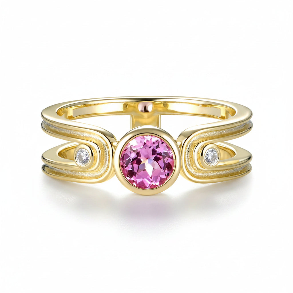 Éclat Rose Pink Sapphire Diamond Ring – pink sapphire and diamond ring in solid gold by Lunara