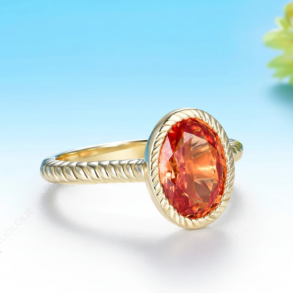 Soleil Orange Sapphire Ring – white gold setting