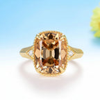 Coussin Champagne 7CT OMC Ring – candlelight golden fire close-up
