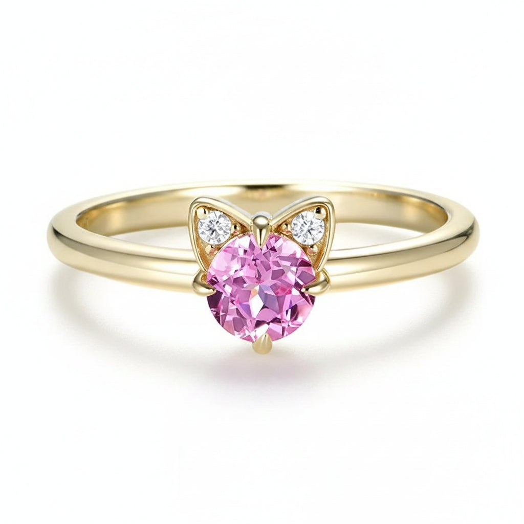 Saphir Rose Cat 0.5CT Pink Sapphire Diamond Ring