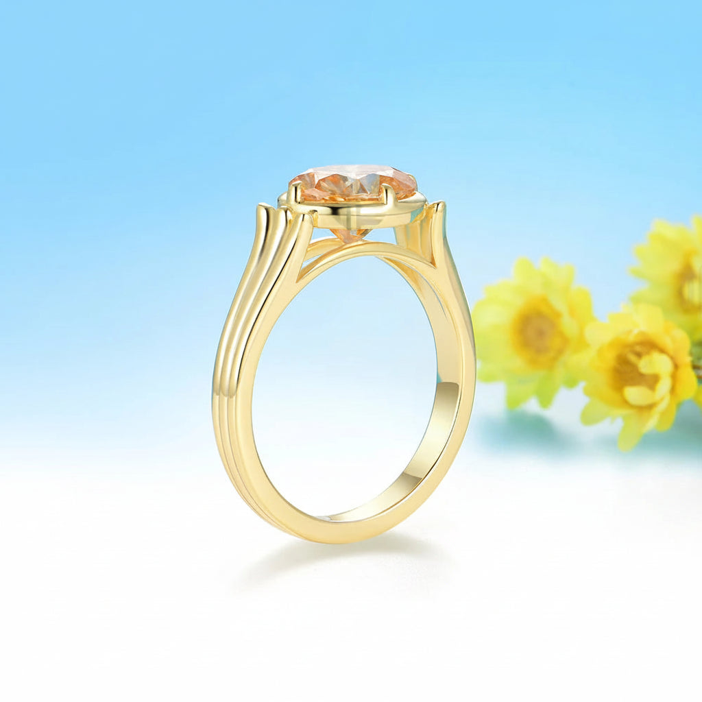 Ovale Champagne 2CT Moissanite Ring