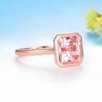 Rose Asscher Pink Sapphire Ring – worn on hand