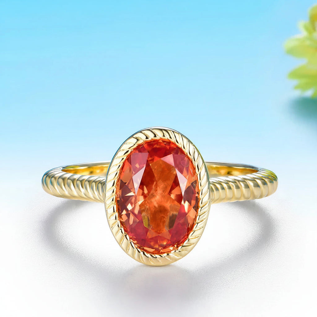 Soleil Orange Sapphire Ring – yellow gold option