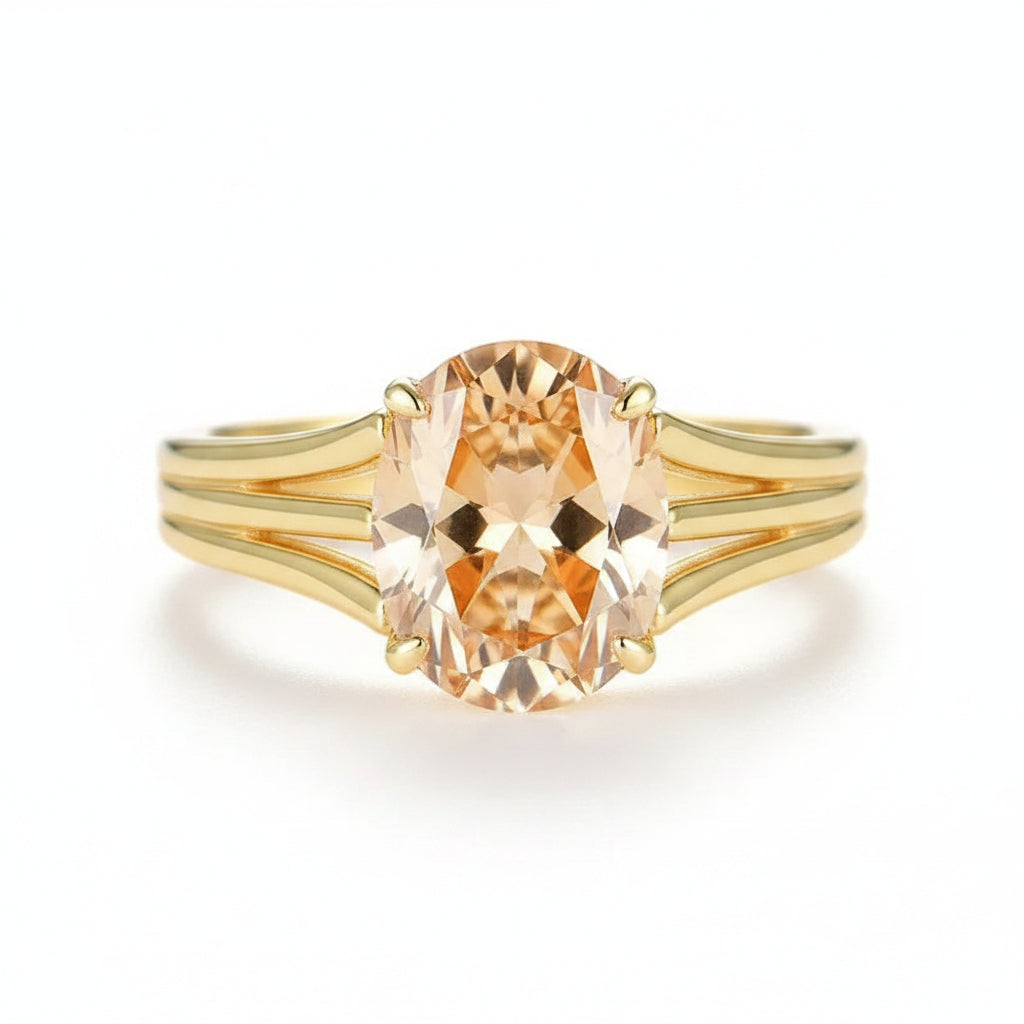 Ovale Champagne 2CT Moissanite Ring