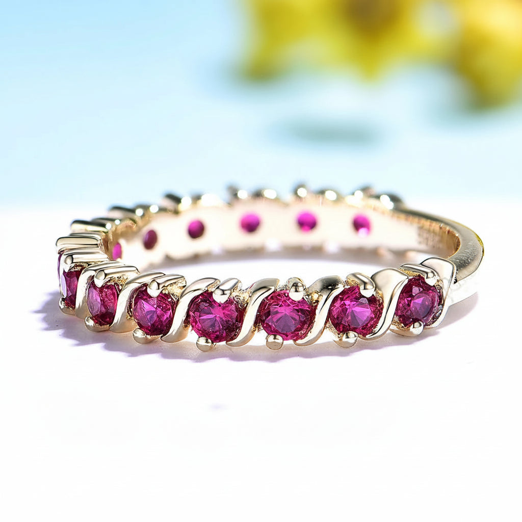 Rosée Ruby Band Ring – worn on hand