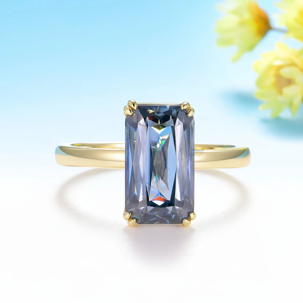 Croisé Bleu Moissanite Ring – white gold setting close-up