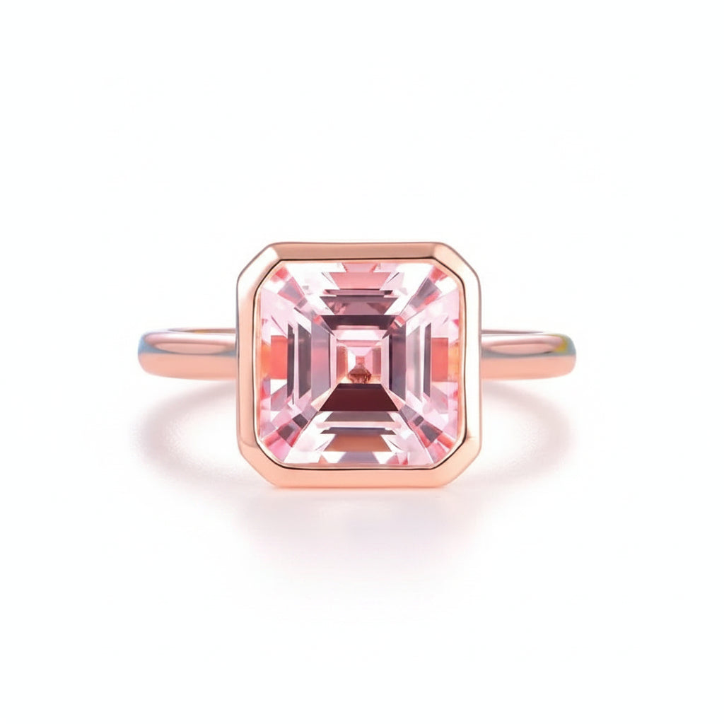 Rose Asscher Pink Sapphire Ring – asscher cut pink sapphire in solid gold by Lunara